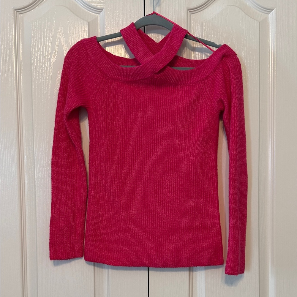 1.State Women's Pink Off-Shoulder Sweater Hit Pink Color Size Small
